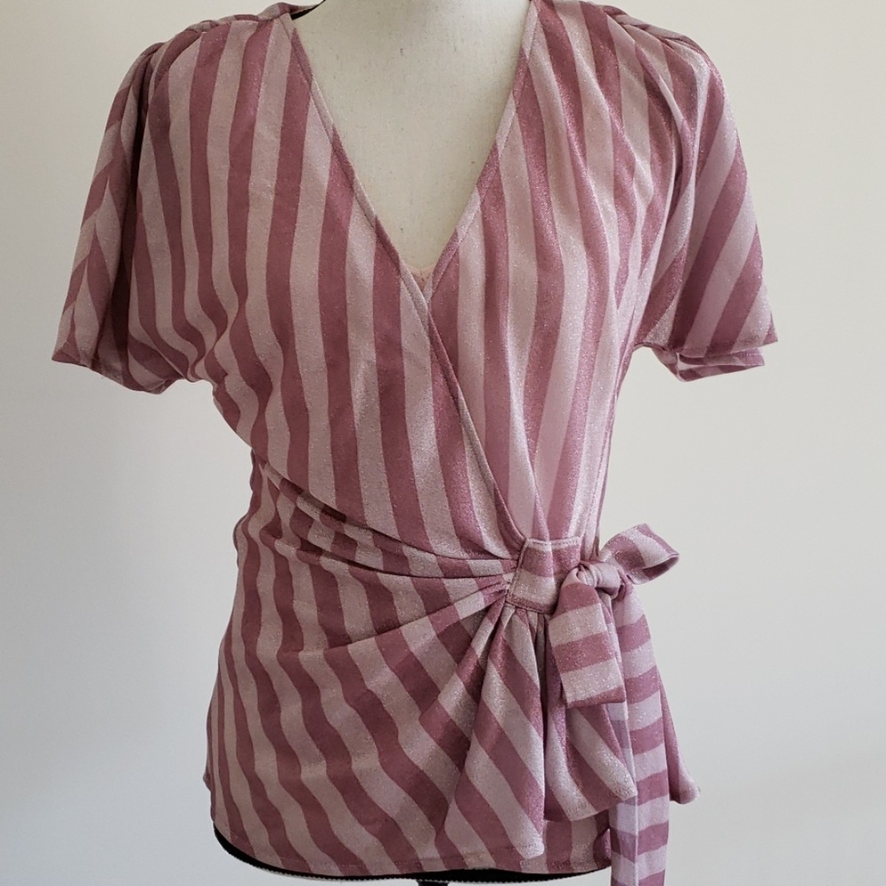 Beautiful shimmer faux wrap top sz  Small NWT